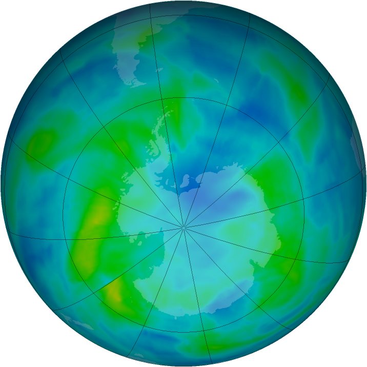 Antarctic ozone map for 12 April 2014